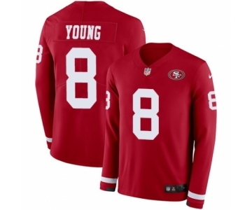 Men's Nike San Francisco 49ers #8 Steve Young Limited Red Therma Long Sleeve NFL Jersey