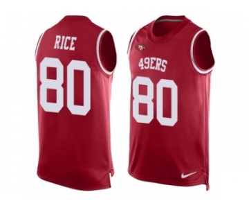 Men's Nike San Francisco 49ers #80 Jerry Rice Limited Red Player Name & Number Tank Top NFL Jersey