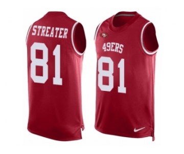 Men's Nike San Francisco 49ers #81 Rod Streater Limited Red Player Name & Number Tank Top NFL Jersey