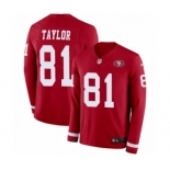 Men's Nike San Francisco 49ers #81 Trent Taylor Limited Red Therma Long Sleeve NFL Jersey