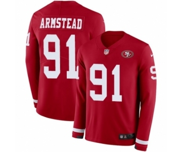 Men's Nike San Francisco 49ers #91 Arik Armstead Limited Red Therma Long Sleeve NFL Jersey