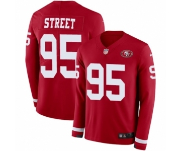 Men's Nike San Francisco 49ers #95 Kentavius Street Limited Red Therma Long Sleeve NFL Jersey