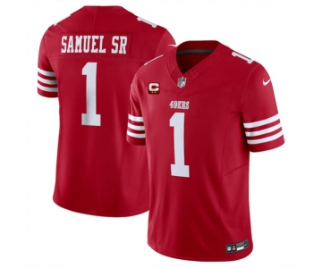 Men's San Francisco 49ers #1 Deebo Samuel SR Red 2024 F.U.S.E. With 2-Star C Patch Vapor Untouchable Limited Football Stitched Jersey