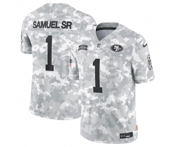 Men's San Francisco 49ers #1 Deebo Samuel Sr 2024 Arctic Camo Salute To Service Limited Stitched Football Jersey