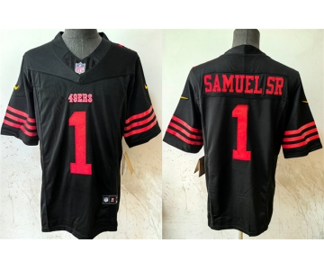 Men's San Francisco 49ers #1 Deebo Samuel Sr Black 2024 FUSE Vapor Limited Stitched Jersey