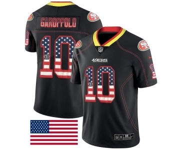 Men's San Francisco 49ers #10 Jimmy Garoppolo Limited Black Rush USA Flag Football Jersey