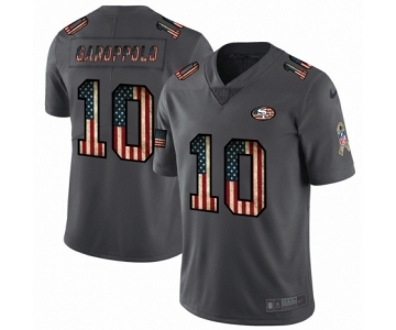 Men's San Francisco 49ers #10 Jimmy Garoppolo Limited Black USA Flag 2019 Salute To Service Football Jersey