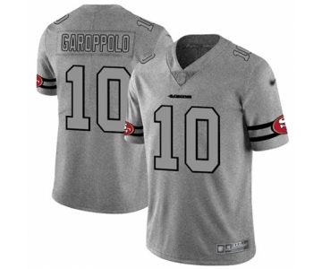 Men's San Francisco 49ers #10 Jimmy Garoppolo Limited Gray Team Logo Gridiron Football Jersey