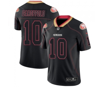 Men's San Francisco 49ers #10 Jimmy Garoppolo Limited Lights Out Black Rush Football Jersey