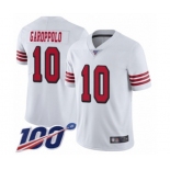 Men's San Francisco 49ers #10 Jimmy Garoppolo Limited White Rush Vapor Untouchable 100th Season Football Jersey