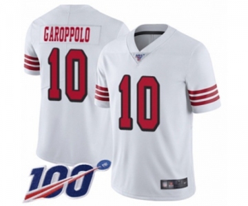 Men's San Francisco 49ers #10 Jimmy Garoppolo Limited White Rush Vapor Untouchable 100th Season Football Jersey