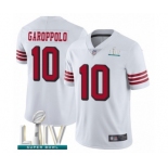 Men's San Francisco 49ers #10 Jimmy Garoppolo Limited White Rush Vapor Untouchable Super Bowl LIV Bound Football Jersey