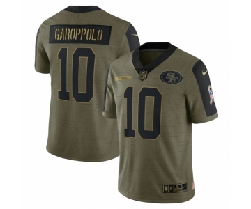 Men's San Francisco 49ers #10 Jimmy Garoppolo Nike Olive 2021 Salute To Service Limited Player Jersey