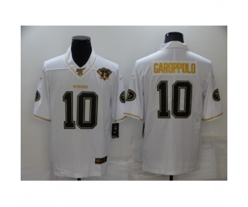 Men's San Francisco 49ers #10 Jimmy Garoppolo Nike White-Gold Limited Throwback Jersey