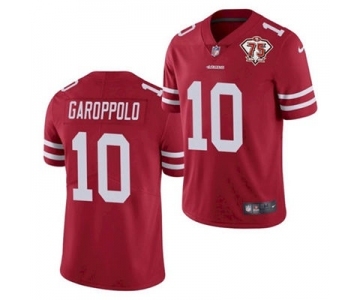 Men's San Francisco 49ers #10 Jimmy Garoppolo Red 2021 75th Anniversary Vapor Untouchable Limited Stitched Football Jersey