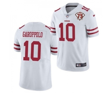 Men's San Francisco 49ers #10 Jimmy Garoppolo White 2021 75th Anniversary Vapor Untouchable Limited Stitched Football Jersey