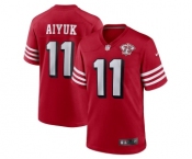 Men's San Francisco 49ers #11 Brandon Aiyuk 2021 Scarlet 75th Anniversary Alternate Football Stitched Game Jersey