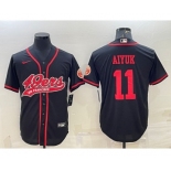 Men's San Francisco 49ers #11 Brandon Aiyuk Black With Patch Cool Base Stitched Baseball Jersey