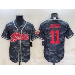 Men's San Francisco 49ers #11 Brandon Aiyuk Grey Camo With Patch Cool Base Stitched Baseball Jersey