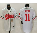 Men's San Francisco 49ers #11 Brandon Aiyuk Number White Mexico Cool Base Stitched Baseball Jersey