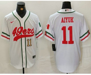 Men's San Francisco 49ers #11 Brandon Aiyuk Number White Mexico Cool Base Stitched Baseball Jersey