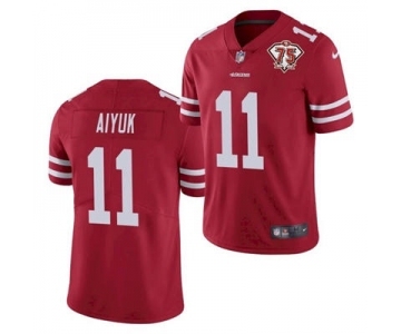 Men's San Francisco 49ers #11 Brandon Aiyuk Red 2021 75th Anniversary Vapor Untouchable Limited Stitched Football Jersey