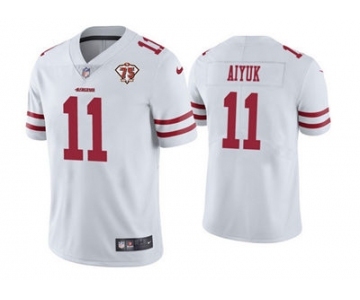 Men's San Francisco 49ers #11 Brandon Aiyuk White 2021 75th Anniversary Vapor Untouchable Limited Stitched Football Jersey