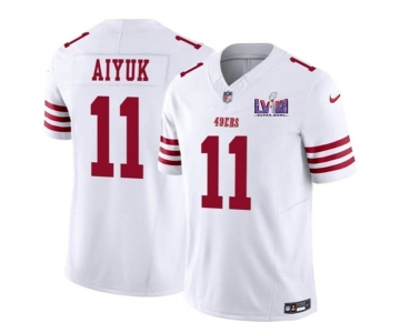 Men's San Francisco 49ers #11 Brandon Aiyuk White 2024 F.U.S.E. Super Bowl LVIII Patch Vapor Untouchable Limited Football Stitched Jersey