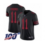 Men's San Francisco 49ers #11 Marquise Goodwin Black Vapor Untouchable Limited Player 100th Season Football Jersey