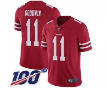 Men's San Francisco 49ers #11 Marquise Goodwin Red Team Color Vapor Untouchable Limited Player 100th Season Football Jersey