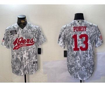 Men's San Francisco 49ers #13 Brock Purdy Arctic Camo 2024 Salute to Service Stitched Baseball Jersey