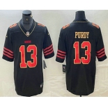 Men's San Francisco 49ers #13 Brock Purdy Black Gold Fashion Vapor Limited Stitched Jersey