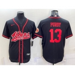 Men's San Francisco 49ers #13 Brock Purdy Black With Patch Cool Base Stitched Baseball Jersey