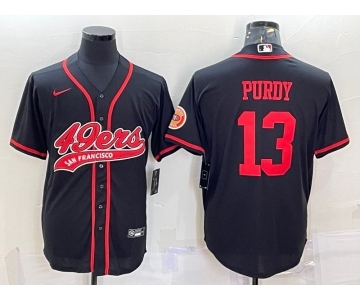 Men's San Francisco 49ers #13 Brock Purdy Black With Patch Cool Base Stitched Baseball Jersey