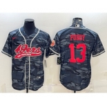 Men's San Francisco 49ers #13 Brock Purdy Grey Camo With Patch Cool Base Stitched Baseball Jersey