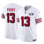 Men's San Francisco 49ers #13 Brock Purdy New White 2024 F.U.S.E. Super Bowl LVIII Patch Vapor Untouchable Limited Football Stitched Jersey