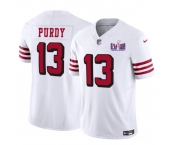 Men's San Francisco 49ers #13 Brock Purdy New White 2024 F.U.S.E. Super Bowl LVIII Patch Vapor Untouchable Limited Football Stitched Jersey