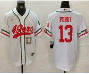 Men's San Francisco 49ers #13 Brock Purdy Number White Mexico Cool Base Stitched Baseball Jersey