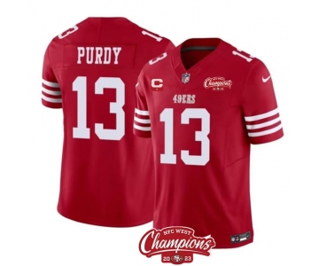 Men's San Francisco 49ers #13 Brock Purdy Red 2023 F.U.S.E. With 1-star C Ptach And NFC West Champions Patch Football Stitched Jersey