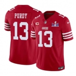 Men's San Francisco 49ers #13 Brock Purdy Red 2024 F.U.S.E. Super Bowl LVIII Patch And 1-star C Patch Vapor Untouchable Limited Football Stitched Jersey