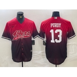 Men's San Francisco 49ers #13 Brock Purdy Red Black Stitched Baseball Jersey