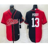 Men's San Francisco 49ers #13 Brock Purdy Red Black Two Tone Cool Base Stitched Baseball Jersey