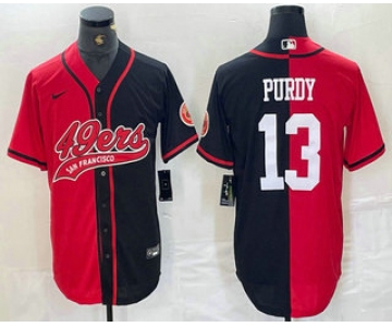 Men's San Francisco 49ers #13 Brock Purdy Red Black Two Tone Cool Base Stitched Baseball Jersey