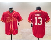 Men's San Francisco 49ers #13 Brock Purdy Red Cool Base Stitched Baseball Jersey