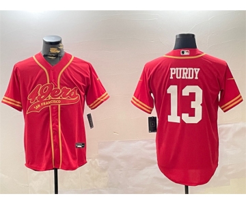 Men's San Francisco 49ers #13 Brock Purdy Red Cool Base Stitched Baseball Jersey