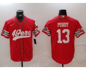 Men's San Francisco 49ers #13 Brock Purdy Red Mexico Cool Base Stitched Baseball Jersey