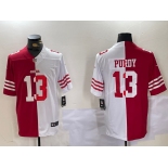 Men's San Francisco 49ers #13 Brock Purdy Red White Split Vapor Limited Stitched Jersey