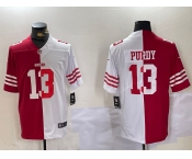 Men's San Francisco 49ers #13 Brock Purdy Red White Split Vapor Limited Stitched Jersey