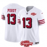 Men's San Francisco 49ers #13 Brock Purdy White 2023 F.U.S.E. NFC West Champions Patch Alternate Football Stitched Jersey