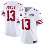 Men's San Francisco 49ers #13 Brock Purdy White 2024 F.U.S.E. Super Bowl LVIII Patch And 1-star C Patch Vapor Untouchable Limited Football Stitched Jersey